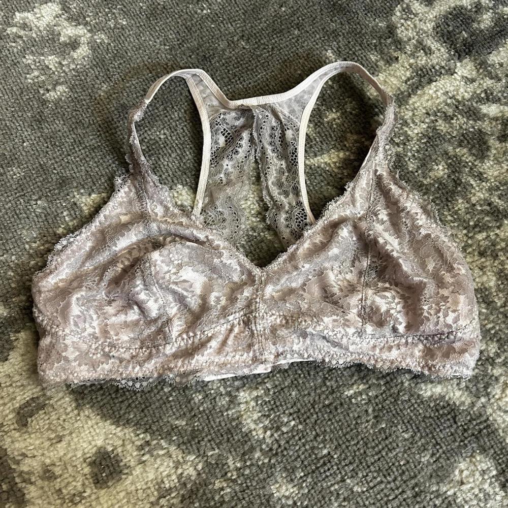 Felina Pink and Gray Lace Bralette Medium